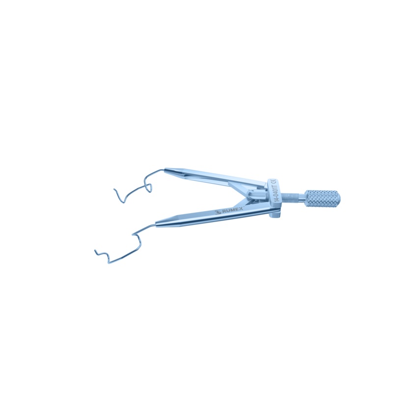 067R 14-0401T Lieberman Temporal Speculum, 14.00 mm V-Shaped Blades, Flat Branches, Adult Size, Length 76 mm, Titanium