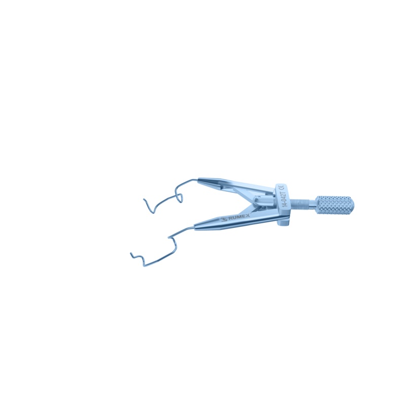 165R 14-042T Lieberman Temporal Speculum, 10.00 mm V-Shaped Blades, Round Branches, Child Size, Length 60 mm, Titanium