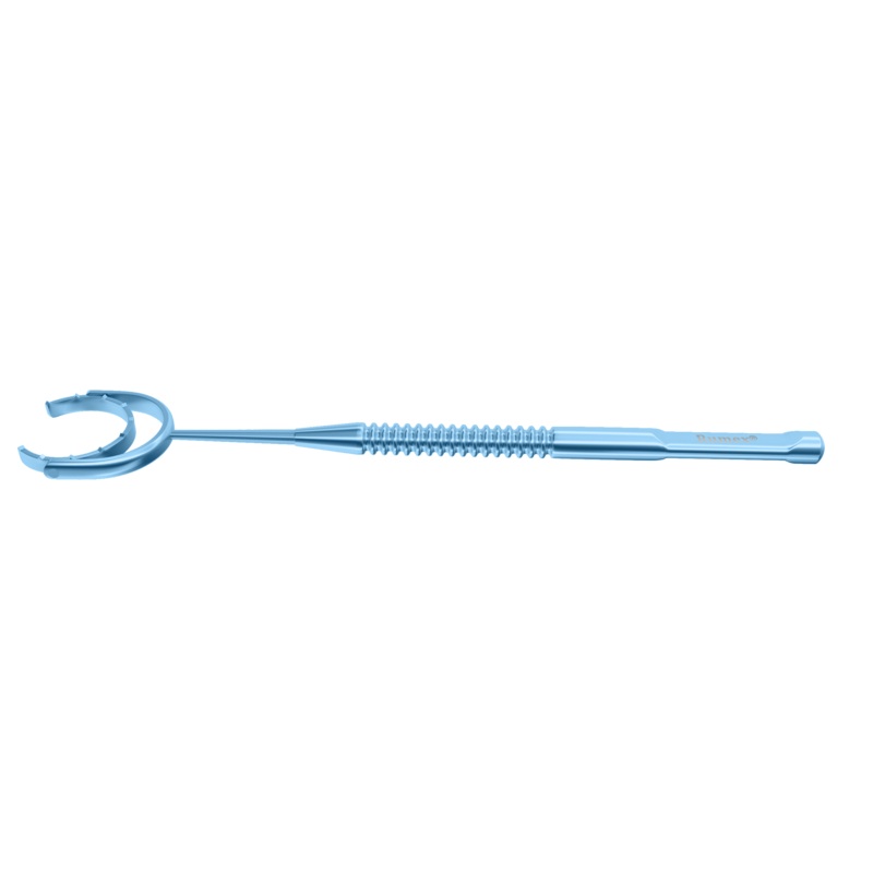 171R 16-0341T Fine Thornton Phaco Fixation Ring with Swivel, 3/4 Open 14.00 mm Diameter Ring with Teeth, Length 98 mm, Titanium