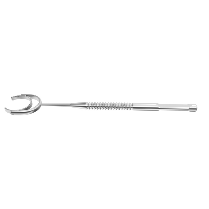999R 16-036S Fine Thornton Phaco Fixation Ring with Swivel, 3/4 Open 13.00 mm Diameter Ring with Teeth, Length 96 mm, Stainless Steel