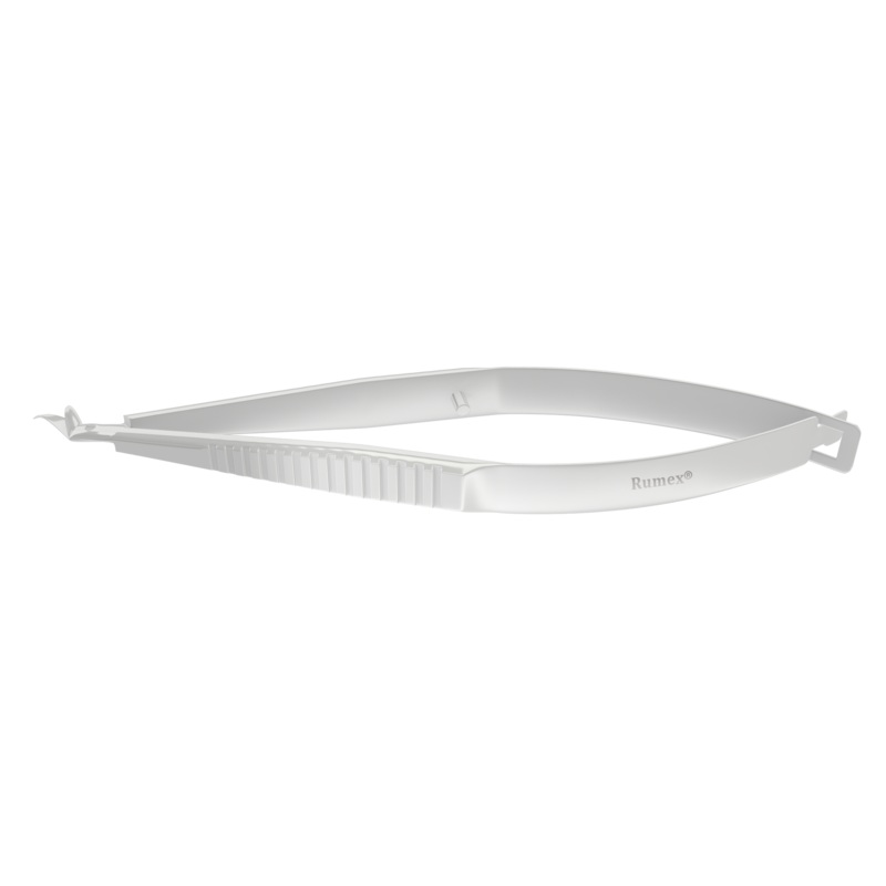 106R 11-0201S Katzin Corneal Transplant Scissors, Right, Blunt Tips, Strongly Curved, 8.00 mm Blades, Length 100 mm, Stainless Steel