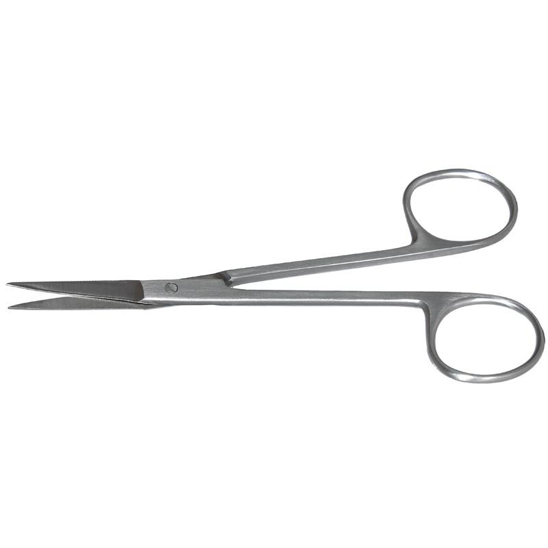 167R 11-080S Straight Iris Scissors, Sharp Tips, 28.00 mm Blades, Ring Handle, Length 115 mm, Stainless Steel
