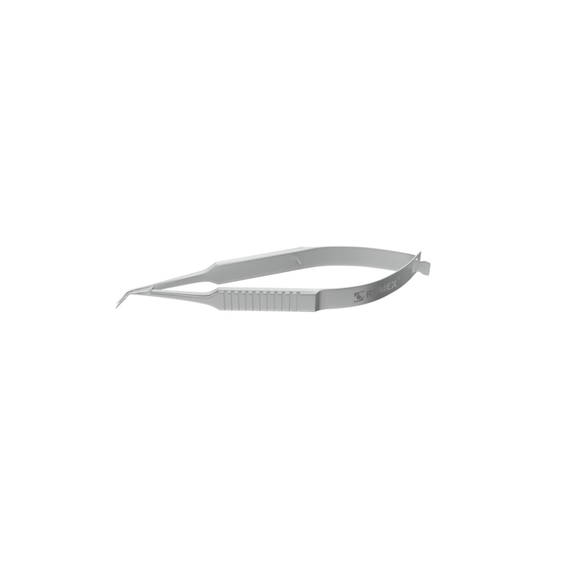 338R 11-054S Vannas Capsulotomy Scissors, Angled, Sharp Tips, 6.00 mm Blades, Flat Handle, Length 81 mm, Stainless Steel