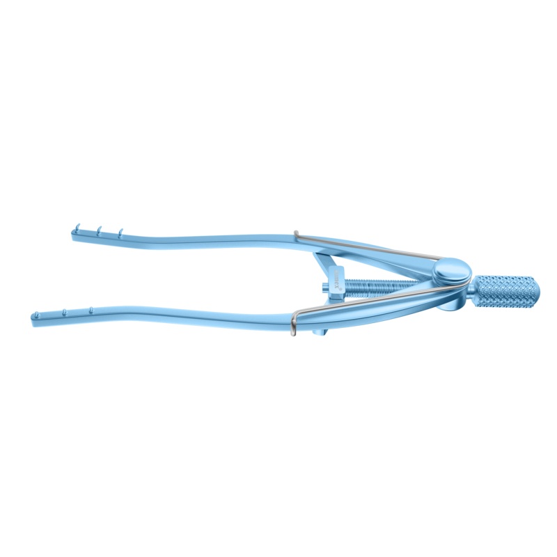 586R 10-013 Stevenson Lacrimal Sac Retractor, Curved, 2 x 3 mm Teeth, Length 83 mm