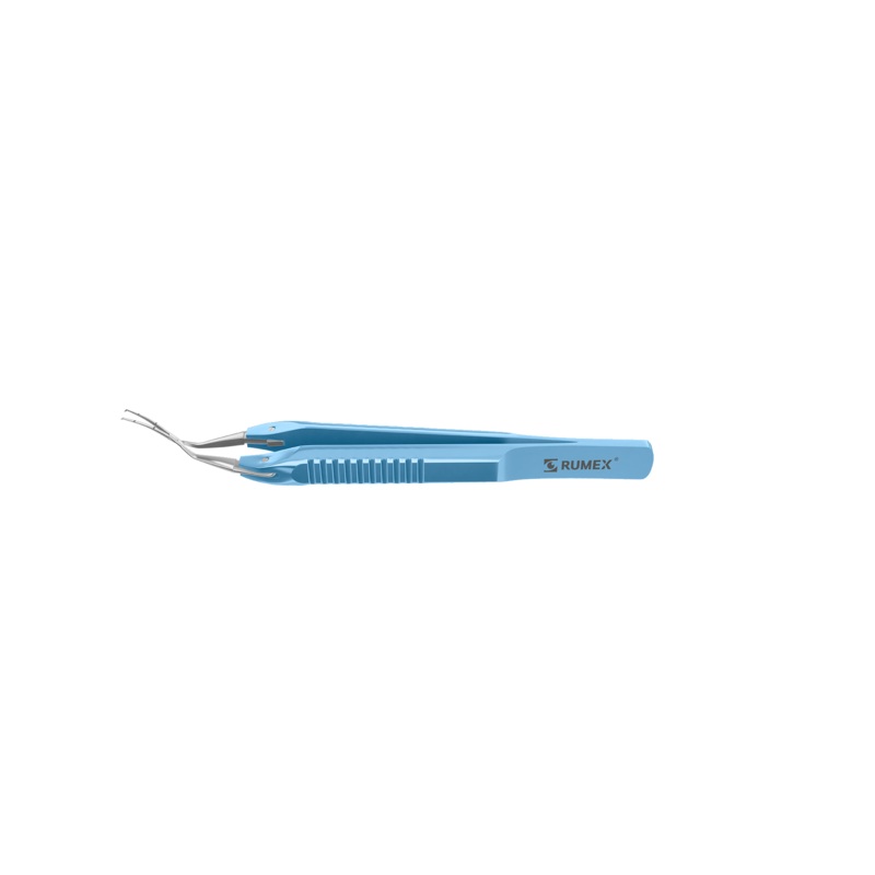 999R 4-0395/SF Capsulorhexis Forceps with Scale (2.50/5.00 mm), Cross-Action, for 1.50 mm Incisions, Curved Stainless Steel Jaws (8.50 mm), Short Lever (16.00 mm), Short (71 mm) Flat Titanium Handle, Length 90 mm