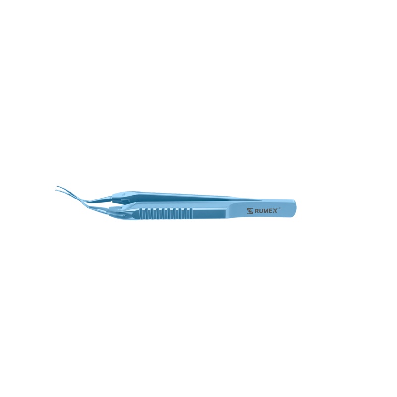 999R 4-0395/SFT Capsulorhexis Forceps with Scale (2.50/5.00 mm), Cross-Action, for 1.50 mm Incisions, Curved Titanium Jaws (8.50 mm), Short Lever (16.00 mm), Short (71 mm) Flat Titanium Handle, Length 90 mm