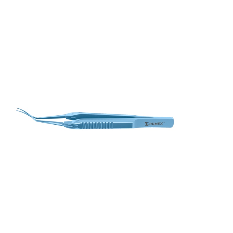 999R 4-03952/SFT Capsulorhexis Forceps with Scale (2.50/5.00 mm), Cross-Action, for 1.50 mm Incisions, Curved Titanium Jaws (8.50 mm), Long Lever (26.00 mm), Short (71 mm) Flat Titanium Handle, Length 100 mm
