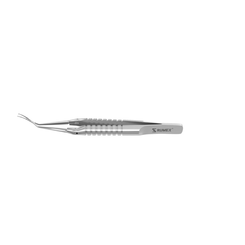 999R 4-03952/SRS Capsulorhexis Forceps with Scale (2.50/5.00 mm), Cross-Action, for 1.50 mm Incisions, Curved Stainless Steel Jaws (8.50 mm), Long Lever (26.00 mm), Short (71 mm) Round Stainless Steel Handle, Length 100 mm
