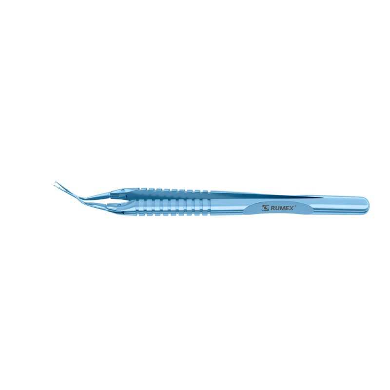 999R 4-0396/LRT Capsulorhexis Forceps with Scale (2.50/5.00 mm), Cross-Action, for 1.50 mm Incisions, Straight Titanium Jaws (8.50 mm), Short Lever (16.00 mm), Long (101 mm) Round Titanium Handle, Length 120 mm