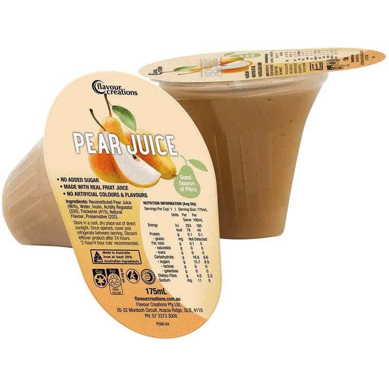 Flavour Creations Pear Juice|Level 2 (150 – Mildly Thick)|Level 3 (400 – Moderately Thick)|Level 4 (900 – Extremely Thick)|Carton of 24|Carton of 12