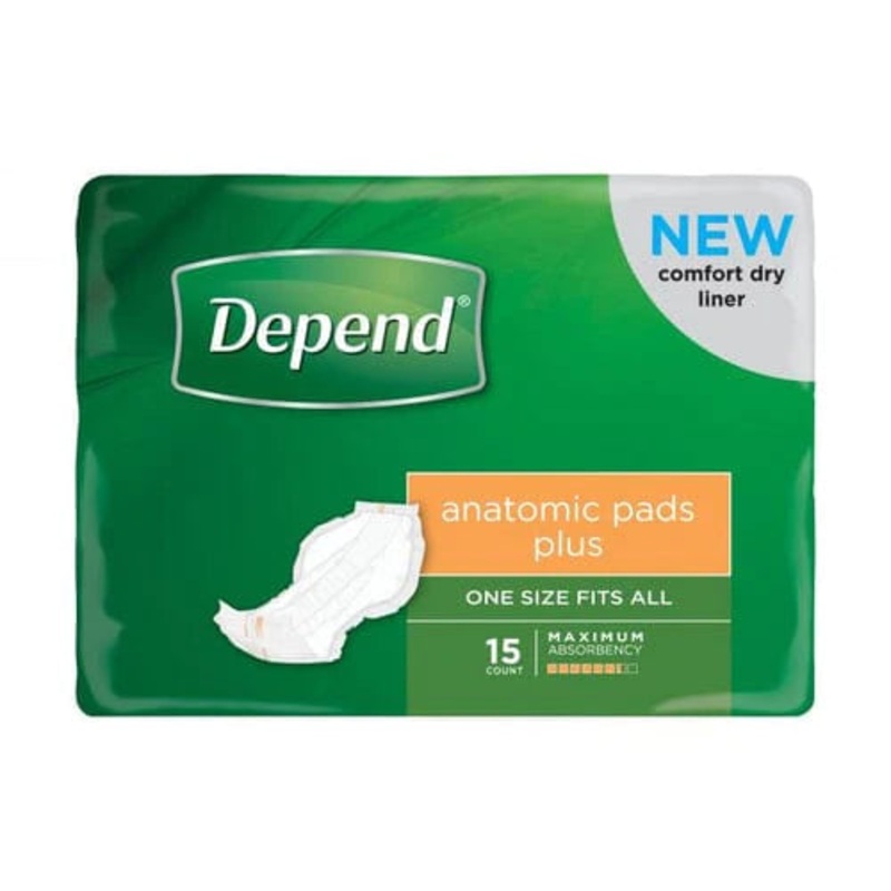 Depend Anatomic Pad Plus|Carton of 60|Pack of 15