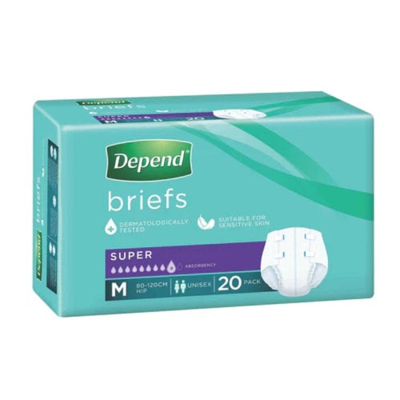 Depend Brief Super|Medium|Large|Pack of 20|Carton of 60