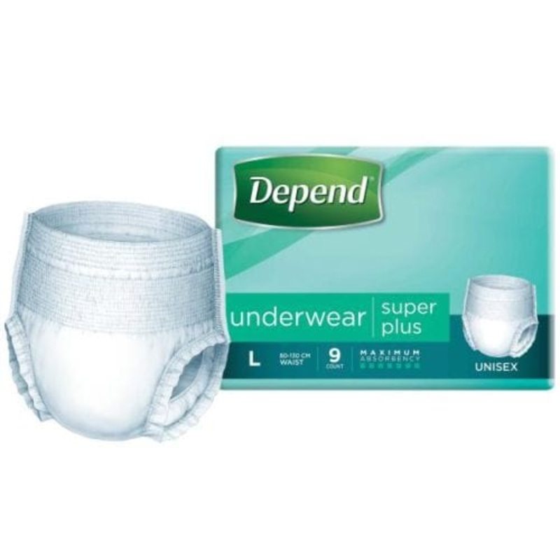 Depend Super PLUS Unisex|Small/Medium|Large|Packet of 10|Carton of 40|Packet of 9|Carton of 36