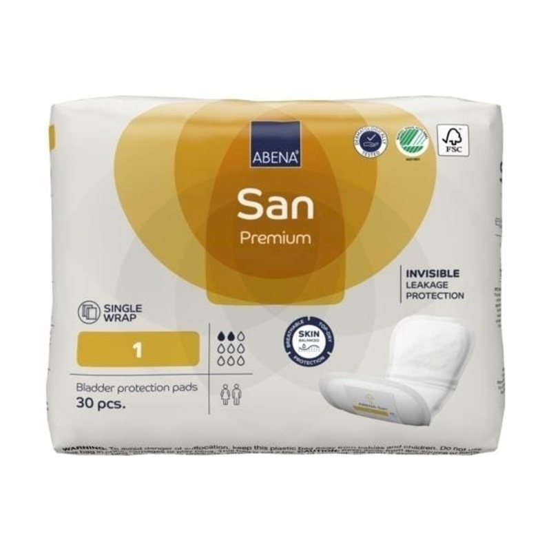 Abena San 1 Premium Yellow|Pack of 30|Carton of 300