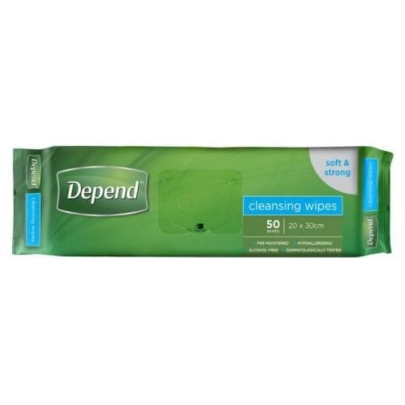 Depend Cleansing Wipes|Pack of 50|Carton of 14 Packs