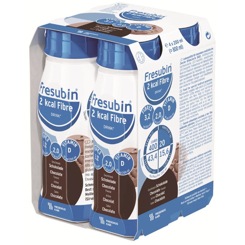 Fresubin 2 kcal Fibre Drink|Chocolate|Neutral|Vanilla|Lemon|Pack of 4|Carton of 24