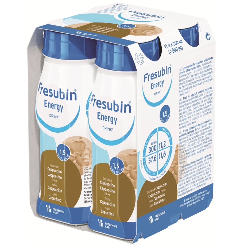 Fresubin Energy Drink|Cappuccino|Chocolate|Neutral|Vanilla|Carton of 24|Pack of 4