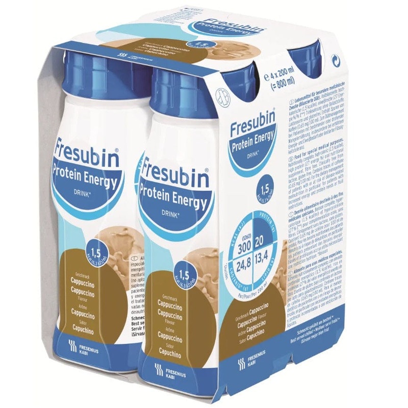 Fresubin Protein Energy Drink|Cappuccino|Chocolate|Vanilla|Carton of 24|Pack of 4