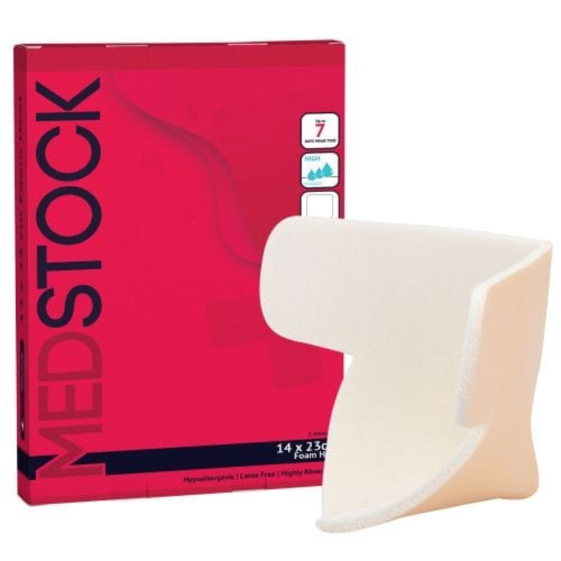 Medstock Foam Non Adh Heel|Each|Box of 5|14 x 23 cm