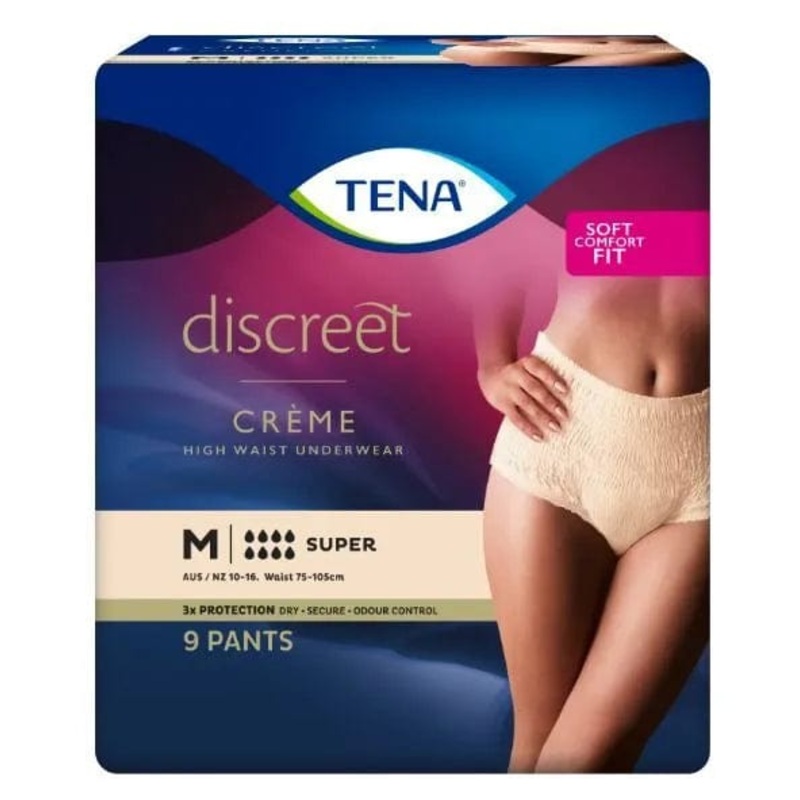 Tena Discreet High Waist Underwear – Creme Medium