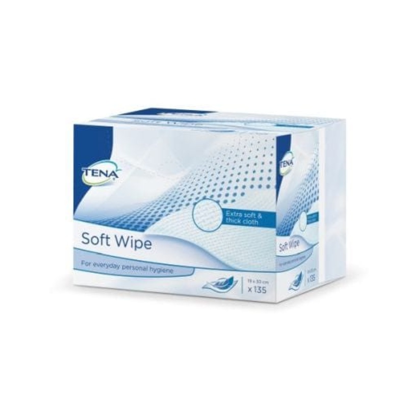 Tena Soft Wipes 19x30cm|Pack of 135|Carton of 1080