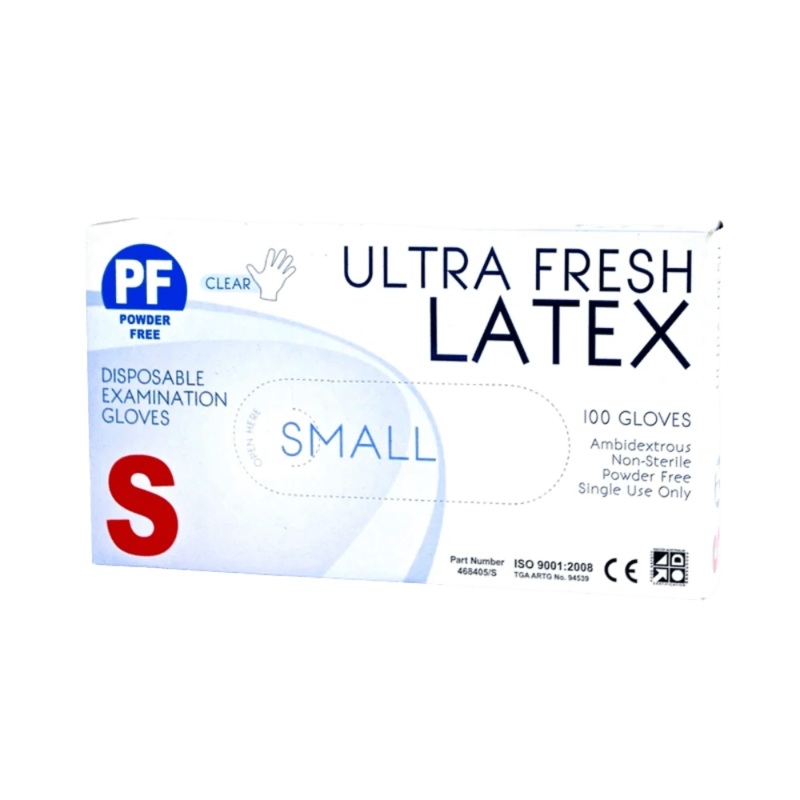 Ultra Fresh Disposable Latex Powder Free Gloves Small