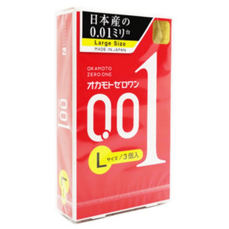 OKAMOTO CONDOMS Zero One 001 Condoms Ultra Thin 0.01mm Large Size 3pcs