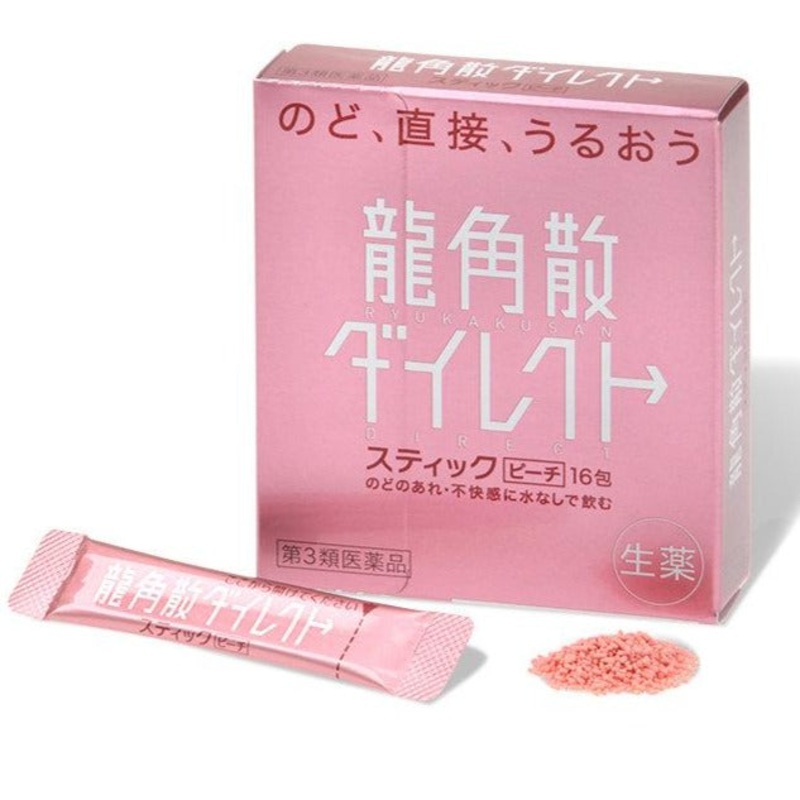 RYUKAKUSAN Sore Throat Direct Stick Peach Flavor 16pcs