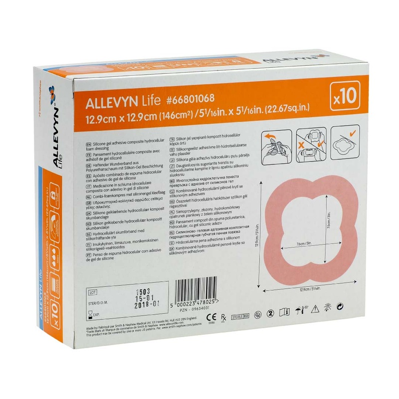 Smith+Nephew Allevyn Life Foam Dressing Medium 12.9 x 12.9 cm
