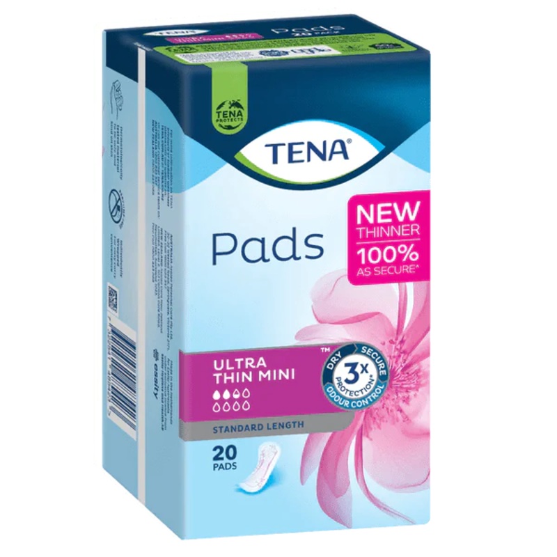 Tena Pads|Ultra Thin Mini|Mini Plus|Extra Standard Length|Super|Maxi Night|Pack of 20|Carton of 6 Packs|Pack of 16|Pack of 24|Carton of 12 Packs|Pack of 30|Pack of 14|Carton of 3 Packs