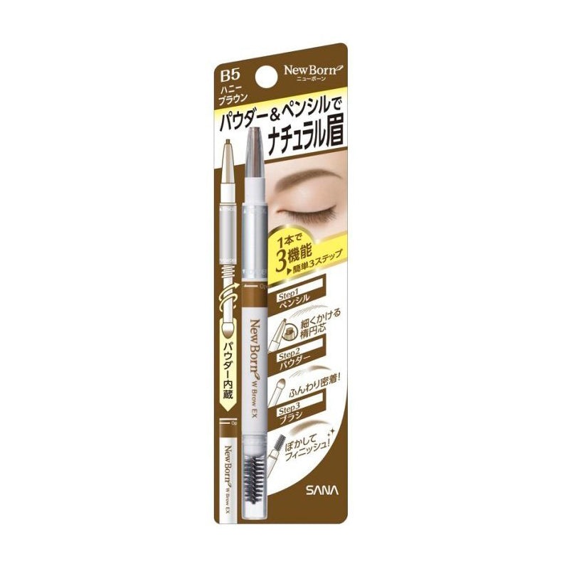 SANA New Born 3 in 1 Eyebrow Pencil & Powder B5 #Honey Brown