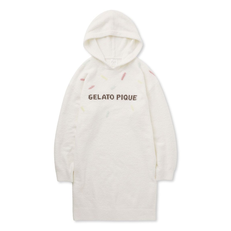 GELATO PIQUE Baby Moco Ice Cream Jacquard Hooded Dress #White