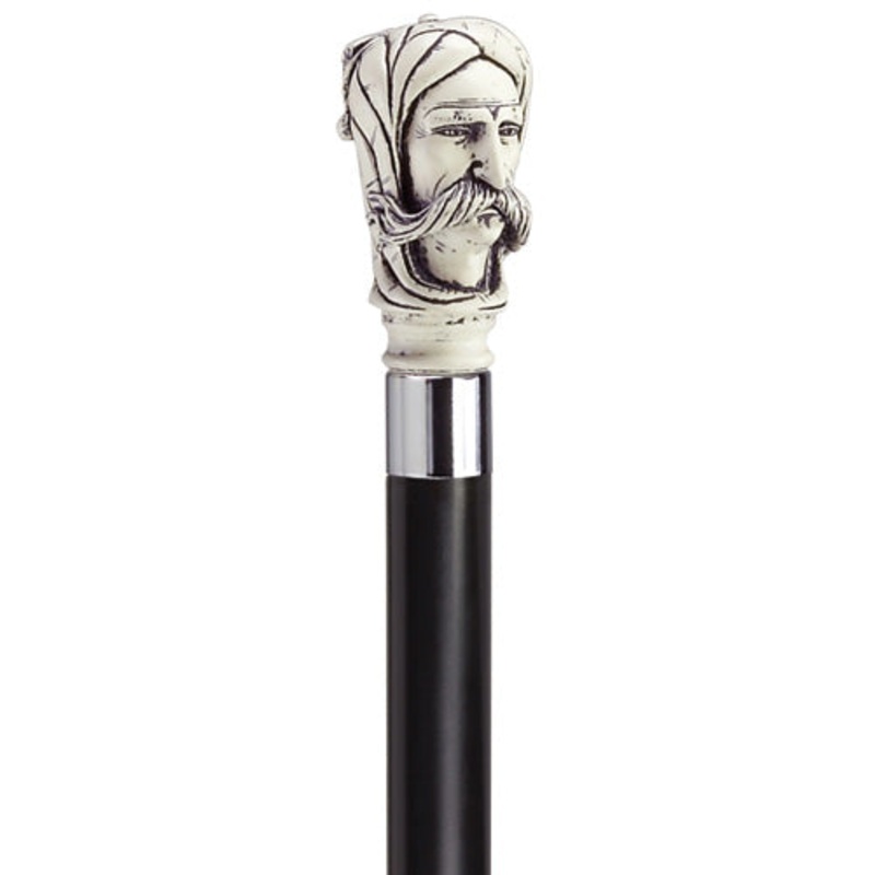 Antique Scrimshaw Afghan Man|Walnut|Black