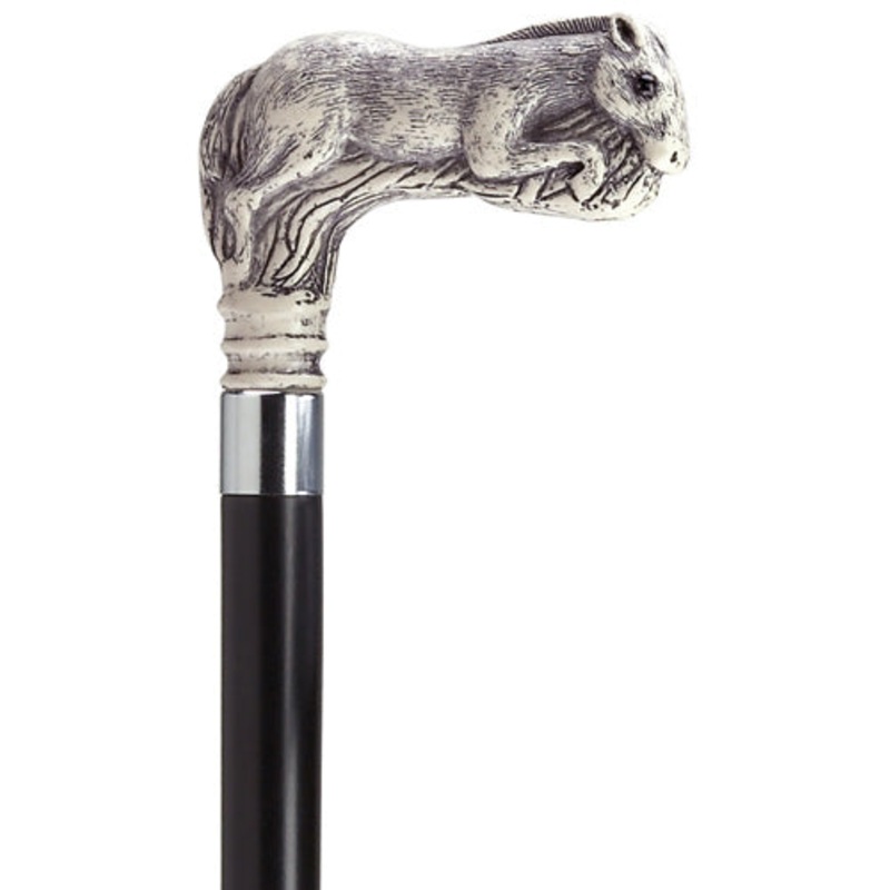 Antique Scrimshaw Running Horse Derby Handle