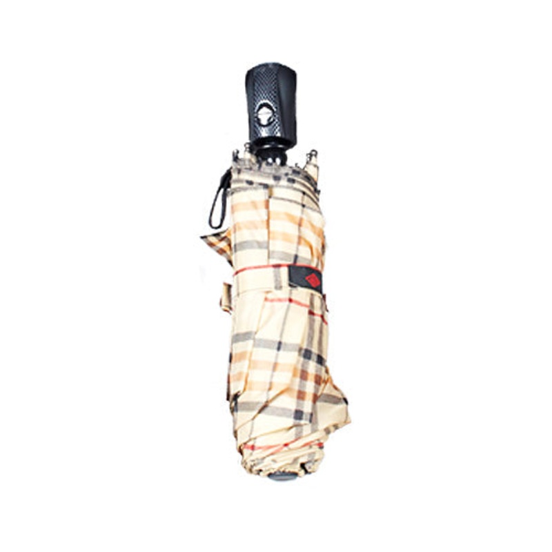 Mini Folding Umbrella Tan Tartan