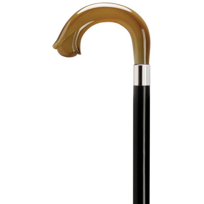Decorative European Crook Handle With Carved Nose