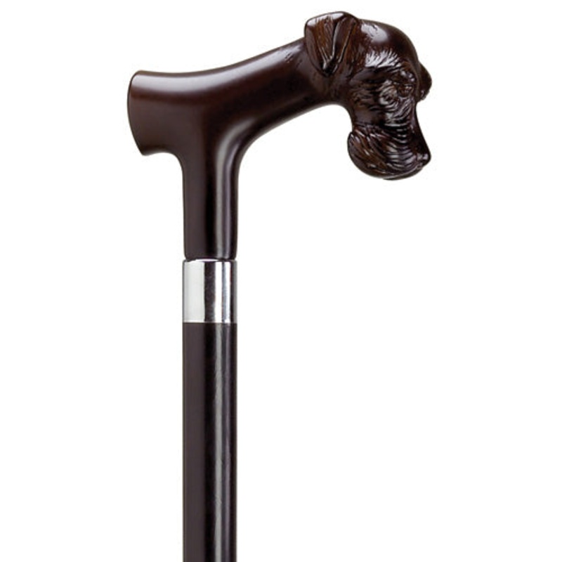 Decorative European Schnauzer Dog Head Derby Handle