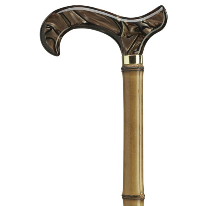Imported Acrylic Brown Marbelized Derby Handle