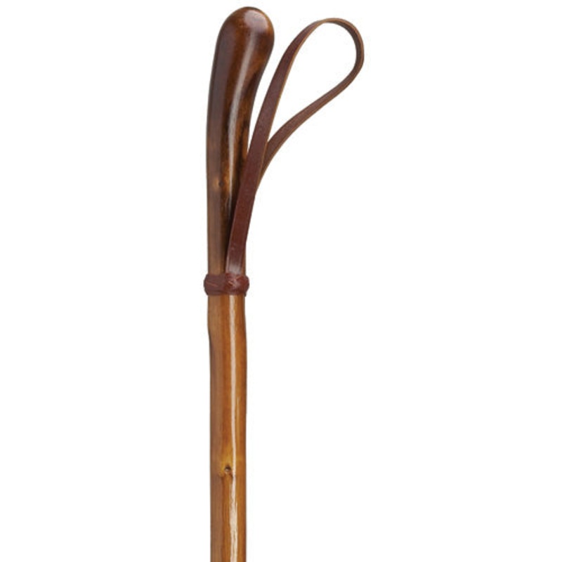 Knotted English Chestnut Walking Stick with Leather Loop
