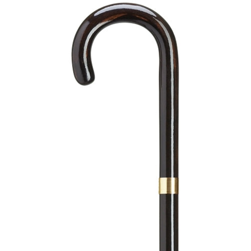 Ladies Crook Handle Simulated Ebony With Accent Band