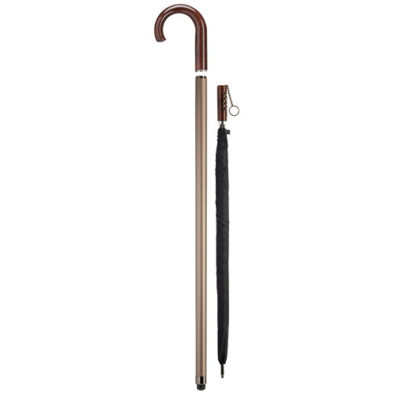Crook Handle Cane with Umbrella Inside
