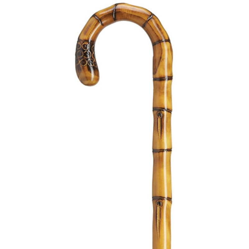 Ladies Genuine Chestnut Crook With Bamboo Carving