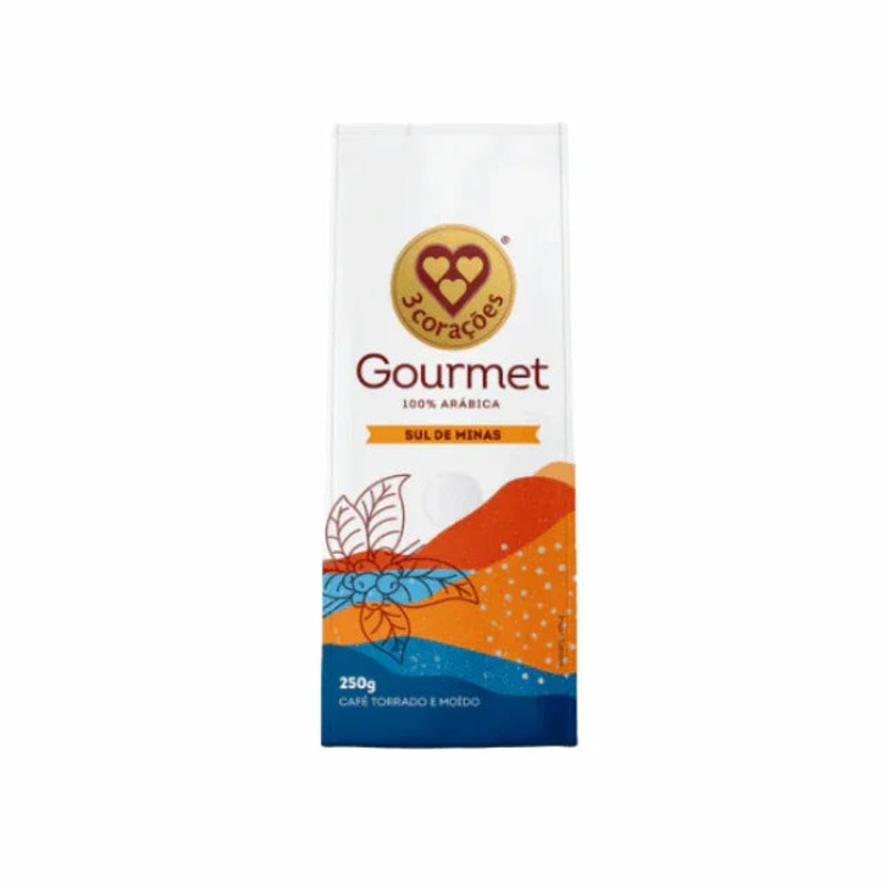 3 Coraes Sul de Minas Gourmet Coffee – Medium Roast Ground 250g (8.8 oz) | Sensory notes of Chestnuts and Almonds – Brazilian Arabica Coffee