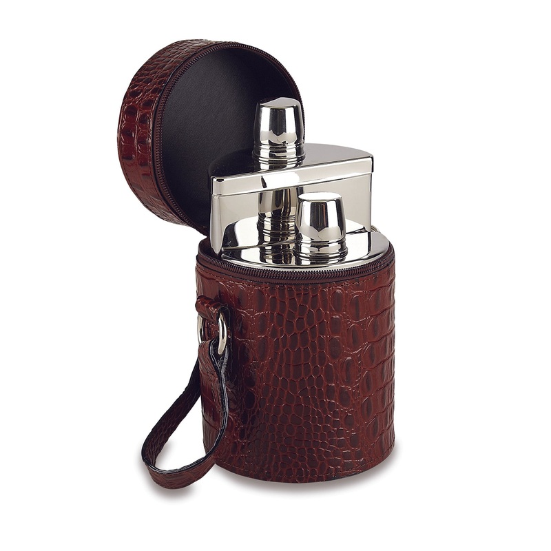 Double Flask Set With Leather Case