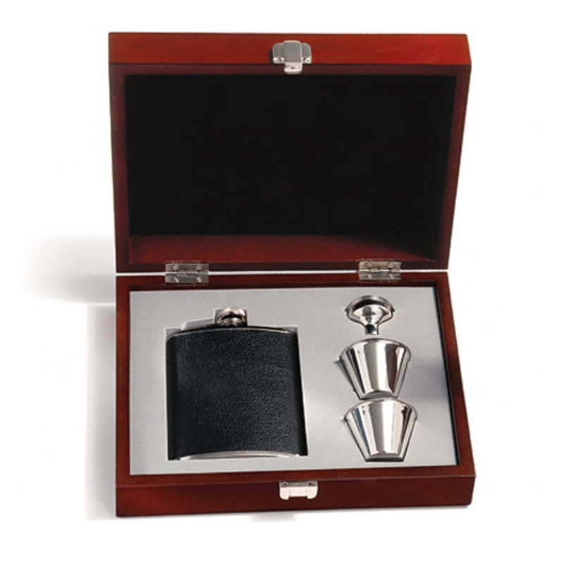 Flask Presentation Set|Black|Tan
