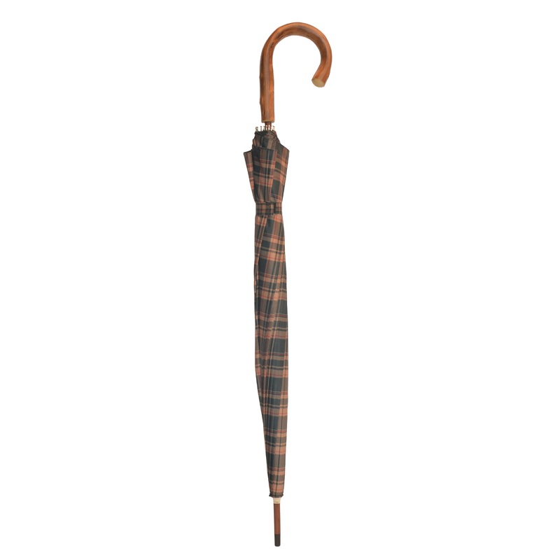 Highland tartan umbrella with natural congo handle