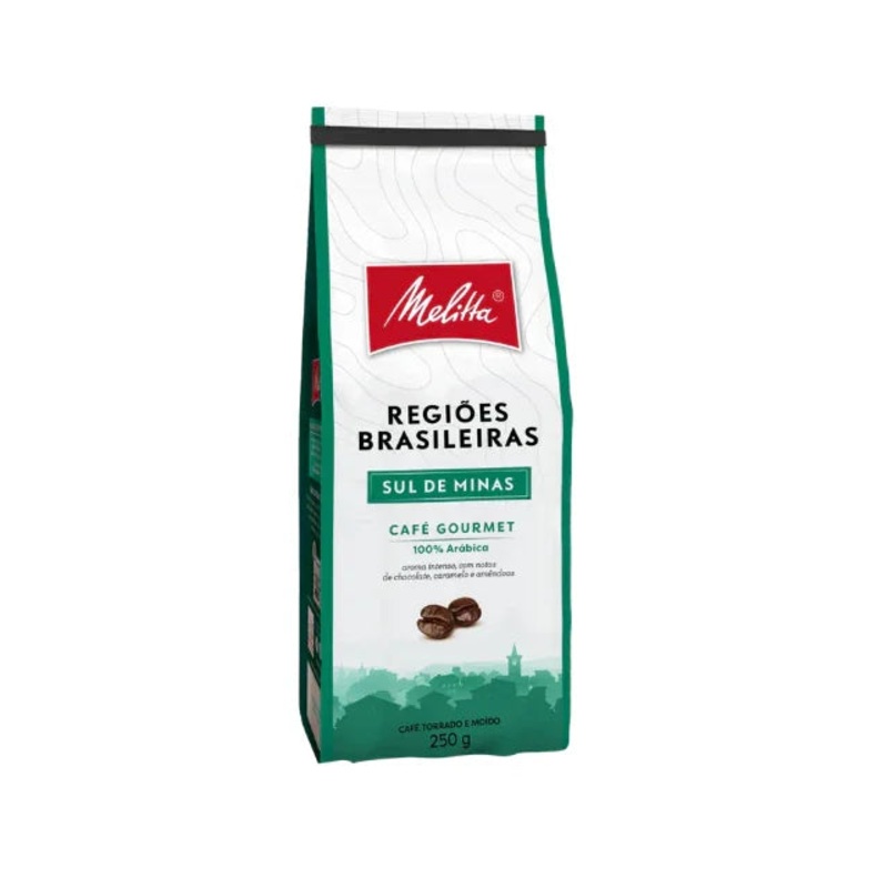 Melitta Brazilian Regions Roasted and Ground Coffee – Sul de Minas 250g (8.8 oz) – Notes of chocolate, caramel, and nuts – 100% Arabica Coffee