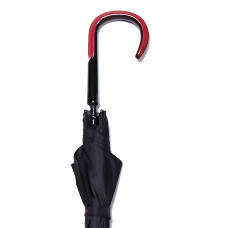 Sculpted Crook Handle Umbrella All Black