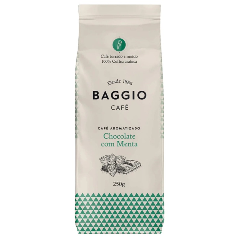 BAGGIO Aromas Chocolate Mint Flavored Ground Coffee: A Refreshing Fusion of Chocolate and Mint (250g / 8.8oz) – Brazilian Arabica Coffee
