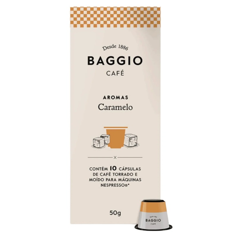 BAGGIO Coffee Caramel Nespresso Capsules: A Sweet and Creamy Indulgence (10 Capsules) – Brazilian Arabica Coffee